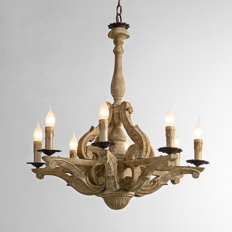 Люстра Rustic Wood Chandeliers 8 Бежево-серый Люстра Rustic Wood Chandeliers 8 Бежево-серый в Липецке | Loft Concept