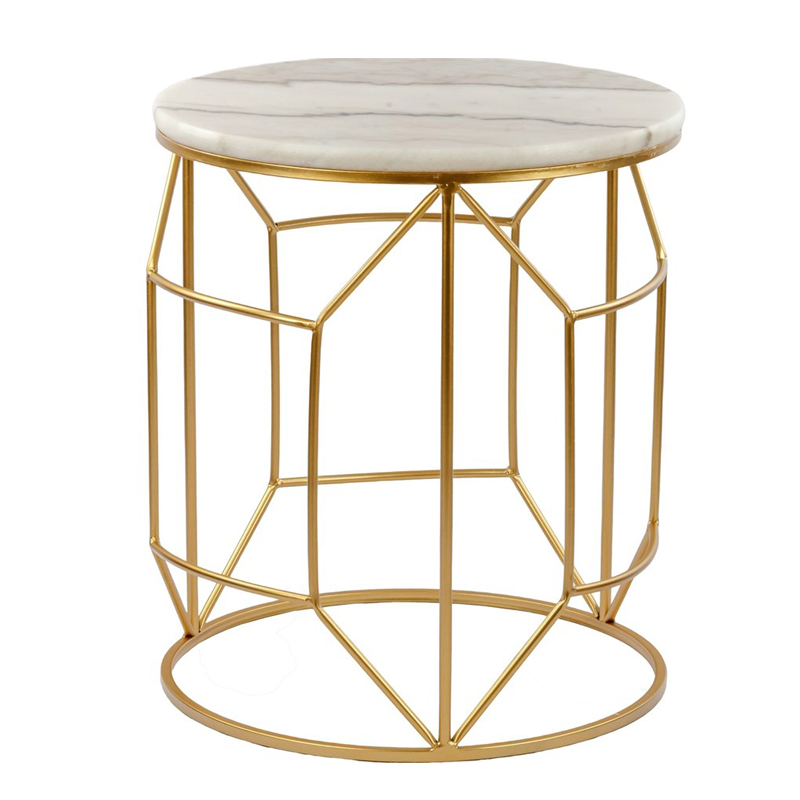 Приставной столик Decorative Table белый мрамор Золотой Белый Мрамор Bianco Приставной столик Decorative Table белый мрамор Золотой Белый Мрамор Bianco в Липецке | Loft Concept