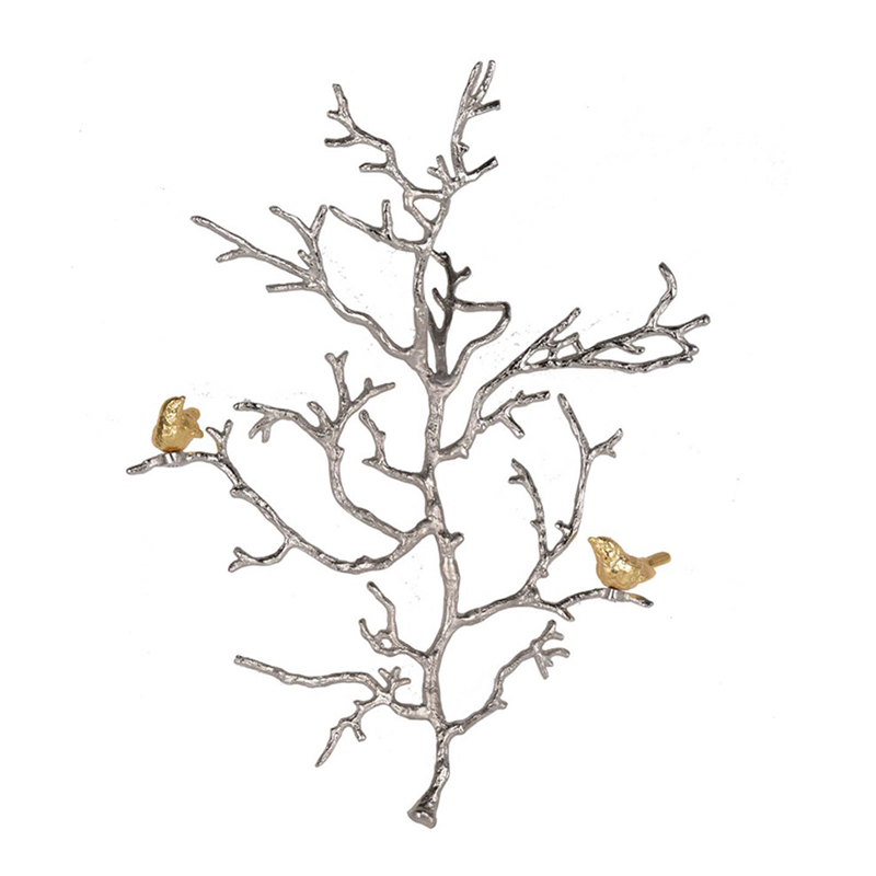 Настенный декор Tree Branch & Bird Золотой Сатиновое Серебро Настенный декор Tree Branch & Bird Золотой Сатиновое Серебро в Липецке | Loft Concept
