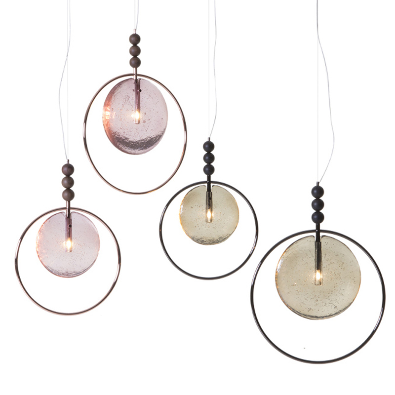 Подвесной светильник c цветным стеклом Tonin Casa Lampada Dreamy Розовый пастельный Серый (Gray) Подвесной светильник c цветным стеклом Tonin Casa Lampada Dreamy Розовый пастельный Серый (Gray) в Липецке | Loft Concept