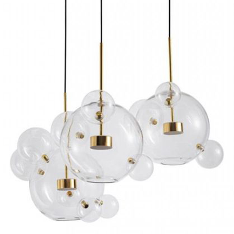Светодиодный светильник Giopato & Coombes Bubble Chandelier Gold Circle 3 плафона Белый Золотой Прозрачное Стекло Светодиодный светильник Giopato & Coombes Bubble Chandelier Gold Circle 3 плафона Белый Золотой Прозрачное Стекло в Липецке | Loft Concept