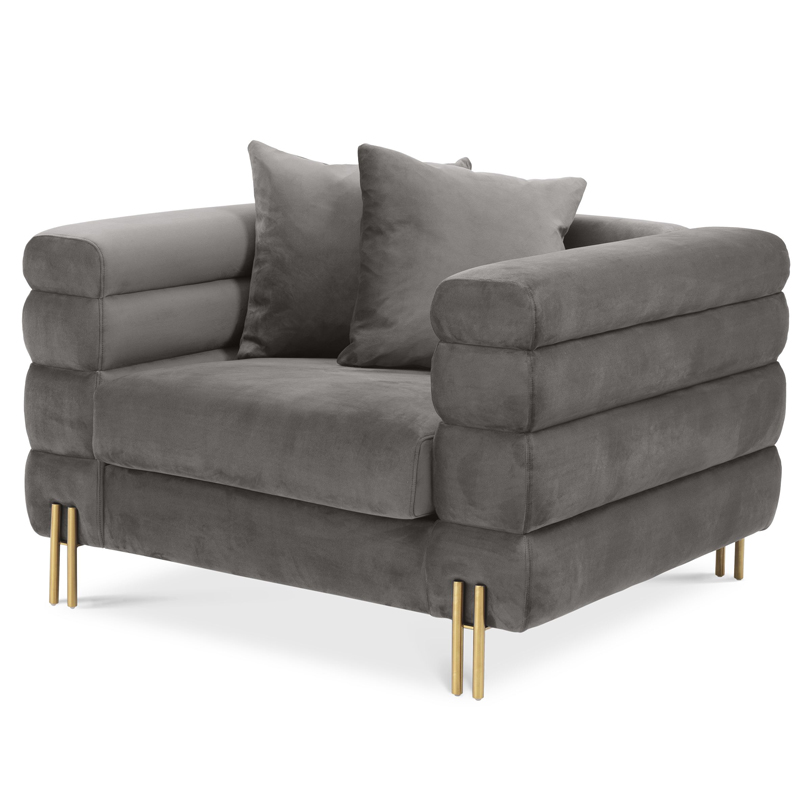 Кресло Eichholtz Chair York grey Серый Латунь Кресло Eichholtz Chair York grey Серый Латунь в Липецке | Loft Concept