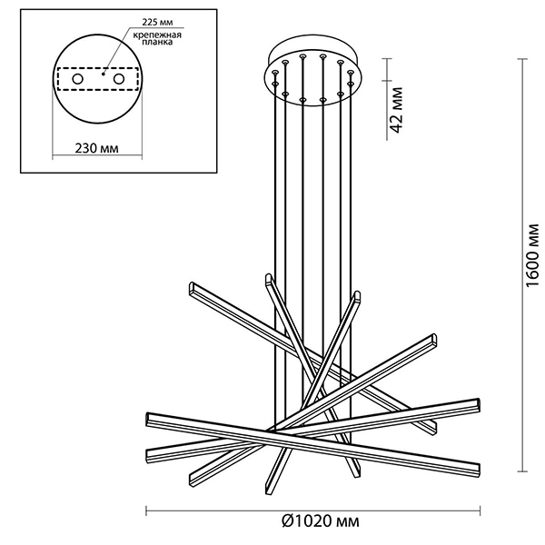 Люстра Rolf Six Black Lines Chandelier Люстра Rolf Six Black Lines Chandelier в Липецке