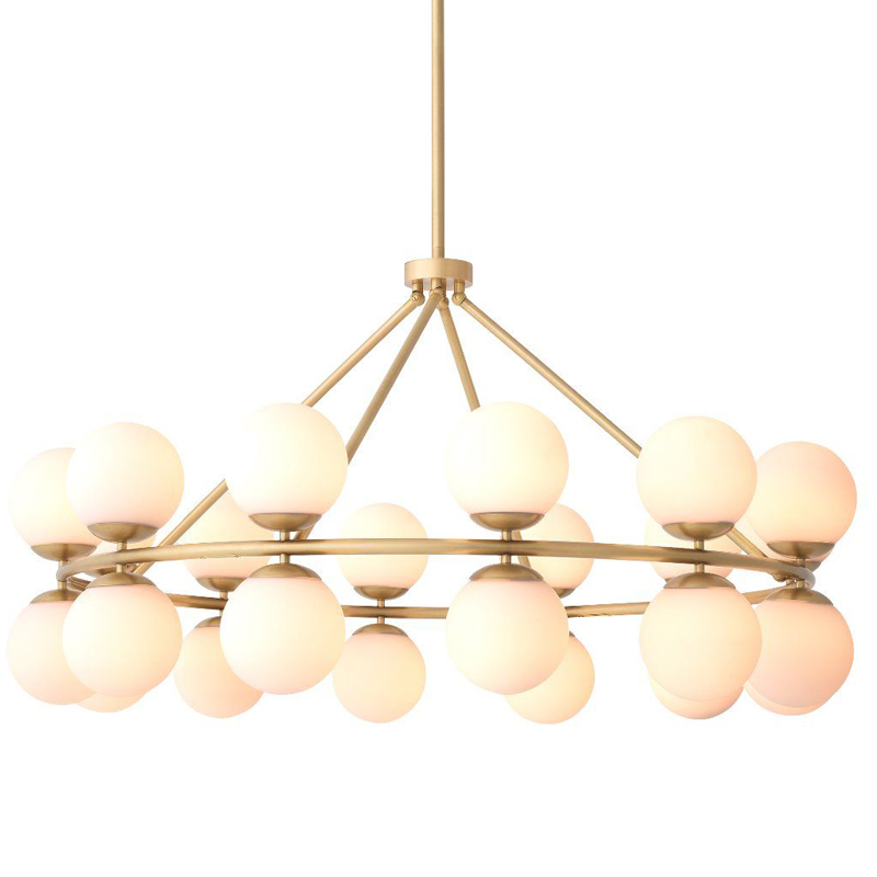 Люстра Eichholtz Chandelier Hutchinson Brass Латунь Античная полированная Белое матовое стекло Люстра Eichholtz Chandelier Hutchinson Brass Латунь Античная полированная Белое матовое стекло в Липецке | Loft Concept