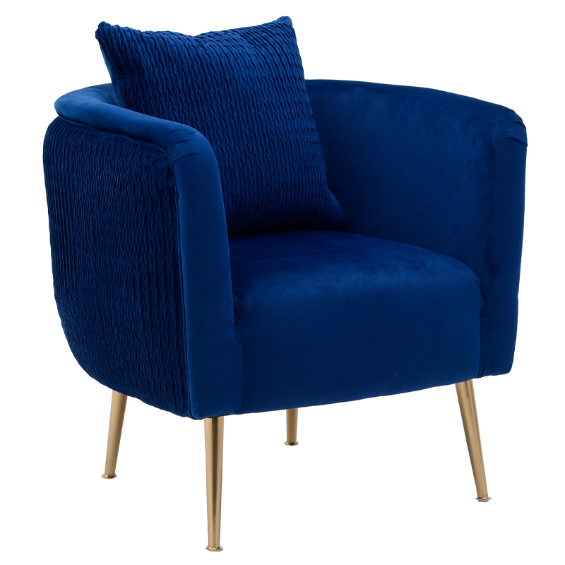 Кресло Yvette Armchair Blue Синий Глянцевое золото Кресло Yvette Armchair Blue Синий Глянцевое золото в Липецке | Loft Concept