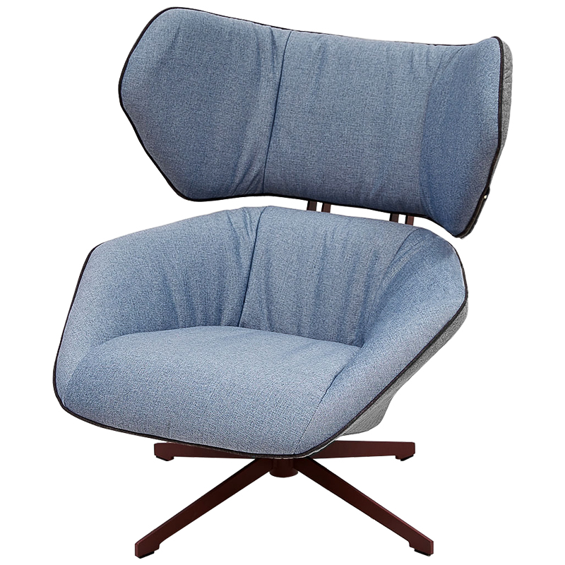 Вращающееся кресло с двухцветной обивкой Wilder Armchair голубой и серый Голубой Серый Коричневый Вращающееся кресло с двухцветной обивкой Wilder Armchair голубой и серый Голубой Серый Коричневый в Липецке | Loft Concept