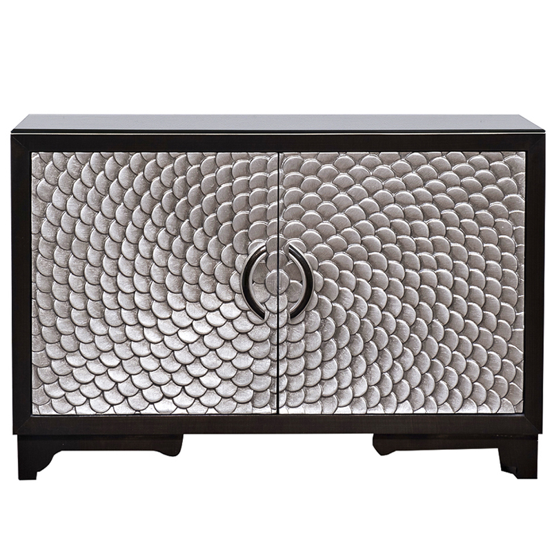 Комод с рельефным орнаментом Рыбья чешуя Fish scales Chest of drawers Черный Серебряный Комод с рельефным орнаментом Рыбья чешуя Fish scales Chest of drawers Черный Серебряный в Липецке | Loft Concept