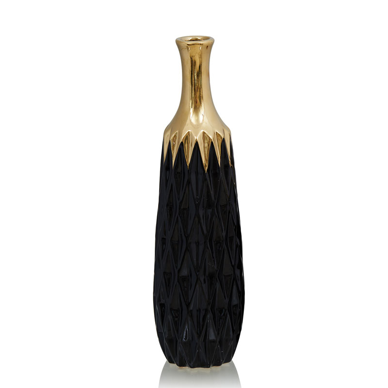 Ваза Gold Neck Vase Глянцевое золото Черный Ваза Gold Neck Vase Глянцевое золото Черный в Липецке | Loft Concept