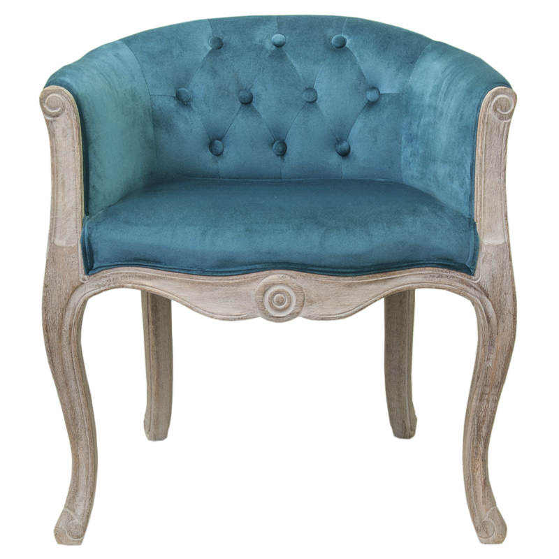 Кресло низкое в стиле прованс Louis French Armchair blue velour Бирюзовый Бежевый Кресло низкое в стиле прованс Louis French Armchair blue velour Бирюзовый Бежевый в Липецке | Loft Concept