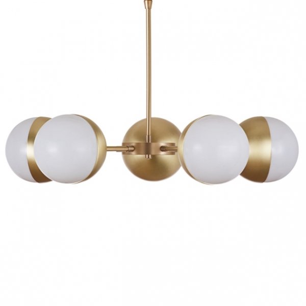 Подвесной светильник Copper Light Chandelier 5 Белый Латунь Подвесной светильник Copper Light Chandelier 5 Белый Латунь в Липецке | Loft Concept