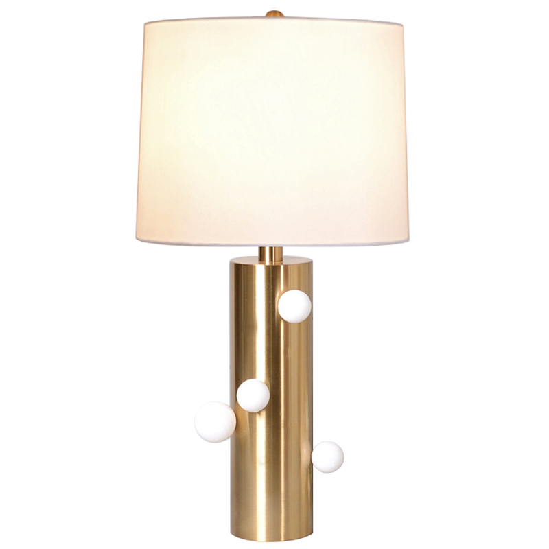 Настольная лампа с абажуром Cantrell Table Lamp White Золотой Белый Бежевый Настольная лампа с абажуром Cantrell Table Lamp White Золотой Белый Бежевый в Липецке | Loft Concept