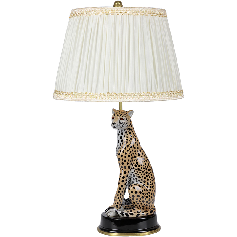 Настольная лампа с абажуром Leopard Table Lamp Кремовый Коричневый Черный Настольная лампа с абажуром Leopard Table Lamp Кремовый Коричневый Черный в Липецке | Loft Concept