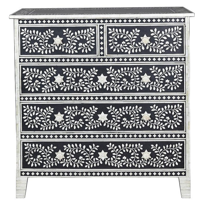 Комод Inlaid Bone Stars Белый Черный Комод Inlaid Bone Stars Белый Черный в Липецке | Loft Concept