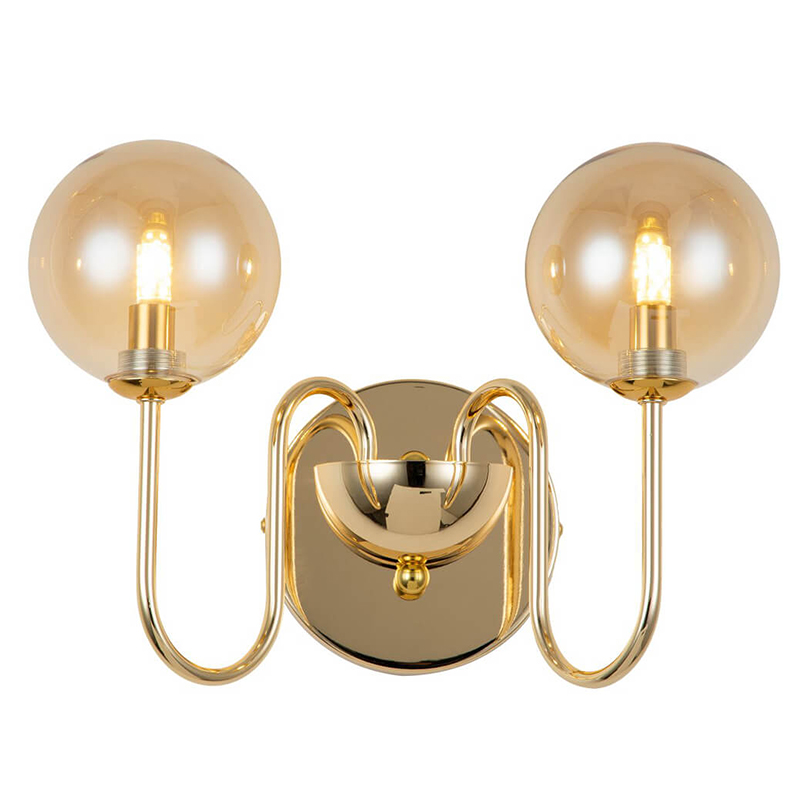 Бра Sheiry Glass Ball Wall Lamp Глянцевое золото Янтарный Бра Sheiry Glass Ball Wall Lamp Глянцевое золото Янтарный в Липецке | Loft Concept