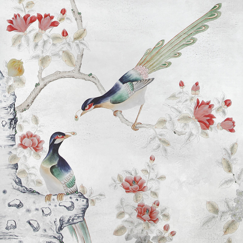 Обои шинуазри  Japanese Garden Original colourway on Sterling Silver gilded Xuan paper  в Липецке | Loft Concept 