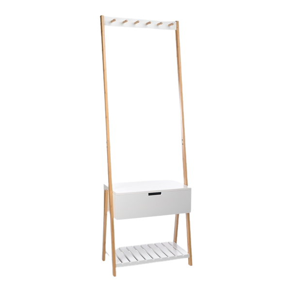 Вешалка для прихожей Сканди White & Beige Bamboo Белый Бежевый Вешалка для прихожей Сканди White & Beige Bamboo Белый Бежевый в Липецке | Loft Concept