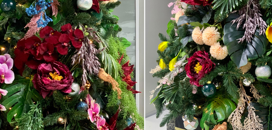 Ель Дизайнерская украшенная тропическими Цветами Christmas tree Tropical Flowers Ель Дизайнерская украшенная тропическими Цветами Christmas tree Tropical Flowers - Loft-Concept в Липецке
