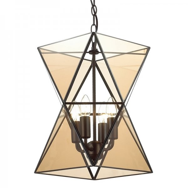Люстра PolyPyramid Glass Pendant 4 Cognac Прозрачный Люстра PolyPyramid Glass Pendant 4 Cognac Прозрачный в Липецке | Loft Concept