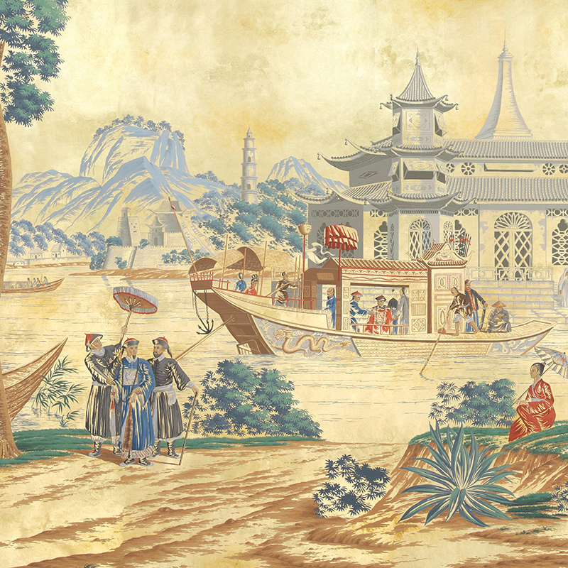 Обои ручная роспись Procession Chinoise Special Colourway on Warm Gold gilded paper Обои ручная роспись Procession Chinoise Special Colourway on Warm Gold gilded paper в Липецке | Loft Concept