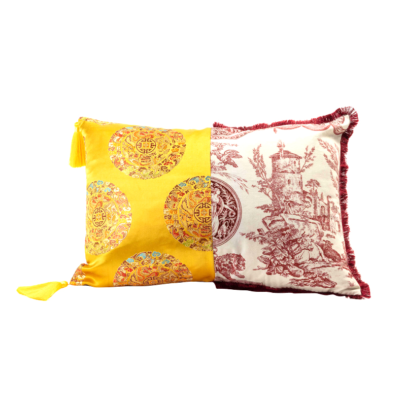 Подушка Hybrid Cushion Ottavia Белый Красный Желтый в Липецке | Loft Concept 