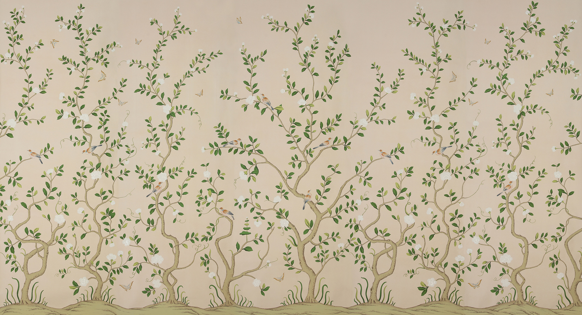 Обои ручная роспись Gustavian Garden Spring on Gentleman's Pink dyed paper Обои ручная роспись Gustavian Garden Spring on Gentleman's Pink dyed paper - постер Loft-Concept в Липецке