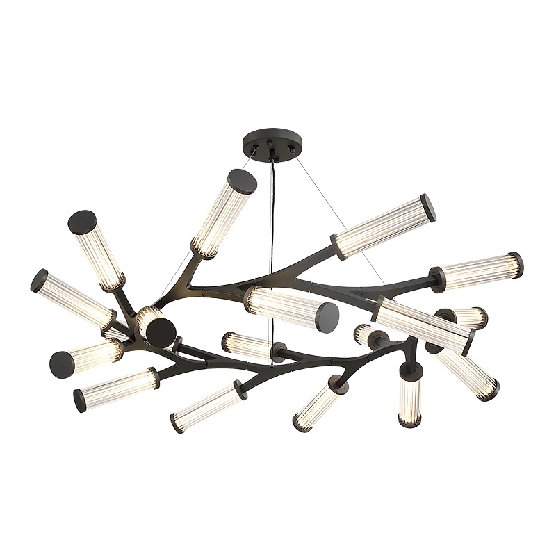 Люстра Cylinder Branches Chandelier Ring Black Черный Прозрачный Люстра Cylinder Branches Chandelier Ring Black Черный Прозрачный в Липецке | Loft Concept