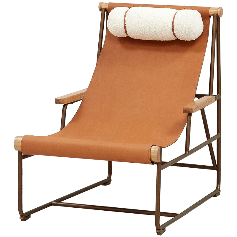 Кресло на металлическом каркасе Favreau Armchair Коричневый Белый Древесина Кресло на металлическом каркасе Favreau Armchair Коричневый Белый Древесина в Липецке | Loft Concept