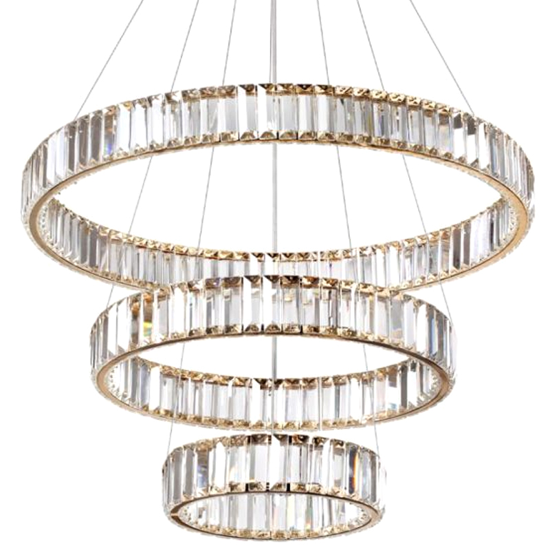 Люстра Хрустальная Ring Horizontal 3 кольца Золотой Прозрачный Люстра Хрустальная Ring Horizontal 3 кольца Золотой Прозрачный в Липецке | Loft Concept