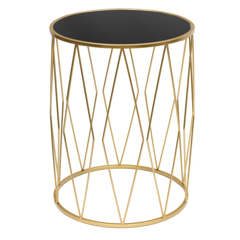 Приставной стол Geometric Interior Table черное стекло Золотой Черный Приставной стол Geometric Interior Table черное стекло Золотой Черный в Липецке | Loft Concept