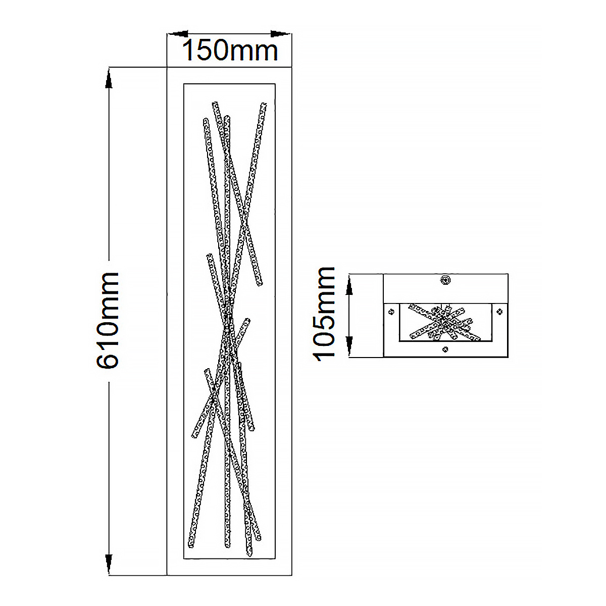 Бра в прямоугольной черной рамке с декором в виде ветвей в золотой отделке Hinkley в Липецке