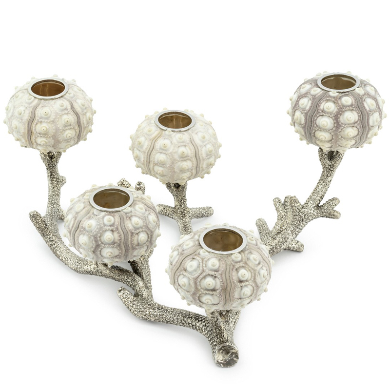 Подсвечник CANDLEHOLDER SEAURCHIN X5 Бежево-серый Серебряный Подсвечник CANDLEHOLDER SEAURCHIN X5 Бежево-серый Серебряный в Липецке | Loft Concept