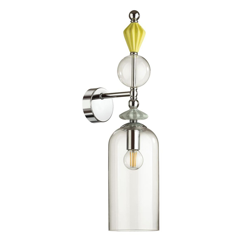 Бра Iris Glas wall lamp B chrome Прозрачное Стекло Прозрачный зеленый Желтый Хром Бра Iris Glas wall lamp B chrome Прозрачное Стекло Прозрачный зеленый Желтый Хром в Липецке | Loft Concept
