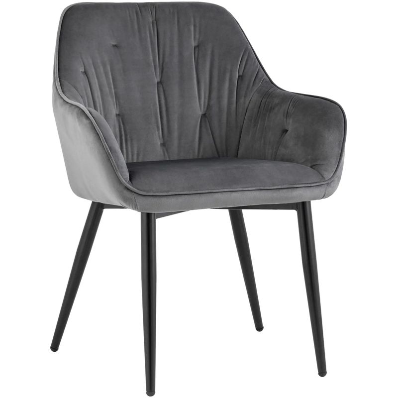 Стул CHANTAL Chair капитоне Серый Велюр Серый Черный Стул CHANTAL Chair капитоне Серый Велюр Серый Черный в Липецке | Loft Concept
