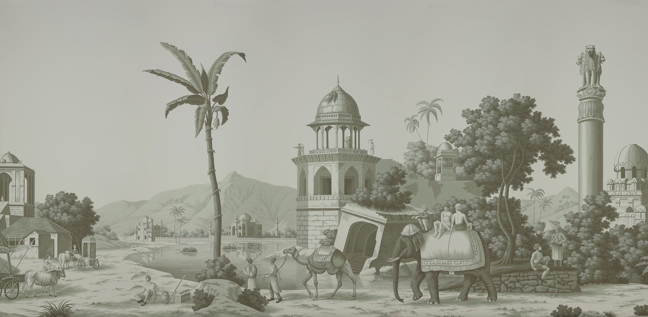 Обои ручная роспись Early Views of India Crystal Grey on scenic paper Обои ручная роспись Early Views of India Crystal Grey on scenic paper - постер Loft-Concept в Липецке