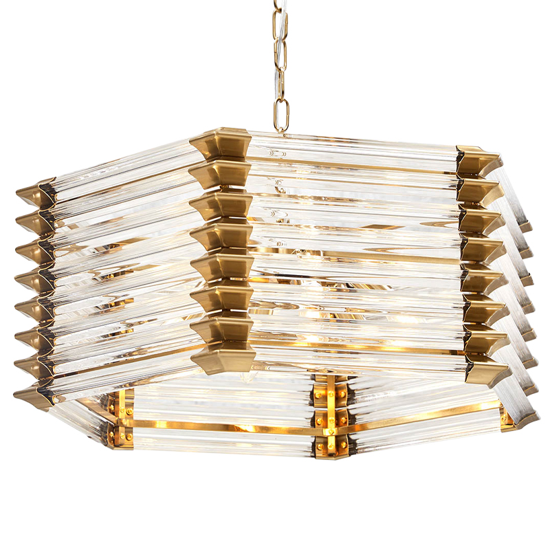 Люстра стеклянная Hexagon Tadesse Glass Chandelier Прозрачное Стекло Золотой Люстра стеклянная Hexagon Tadesse Glass Chandelier Прозрачное Стекло Золотой в Липецке | Loft Concept