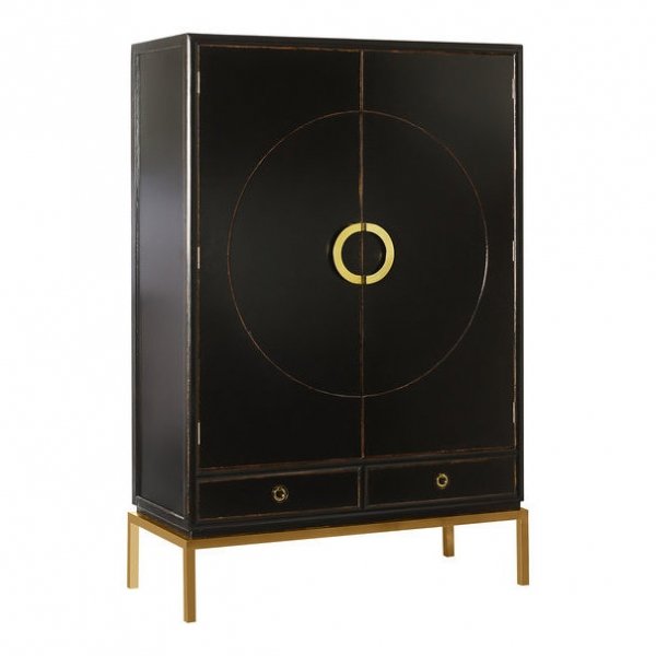 Шкаф China Rack Black Черный Золотой Шкаф China Rack Black Черный Золотой в Липецке | Loft Concept