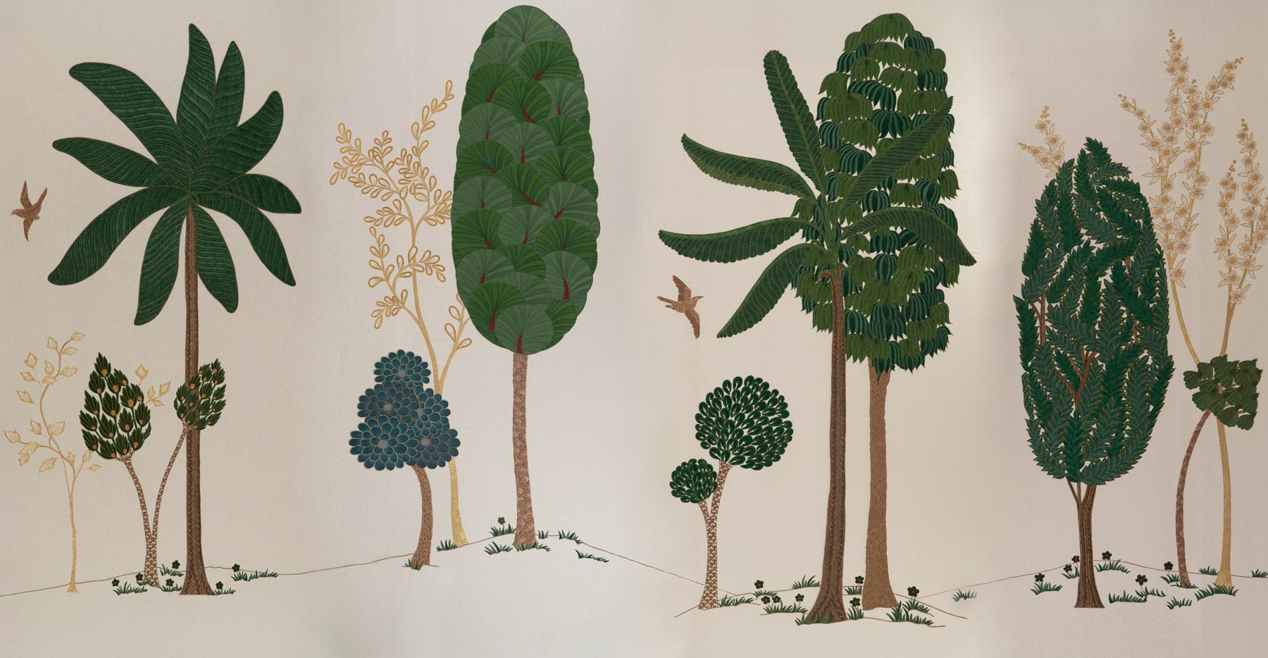 Обои ручная роспись Mughal Trees Original colourway on linen - постер Loft-Concept в Липецке