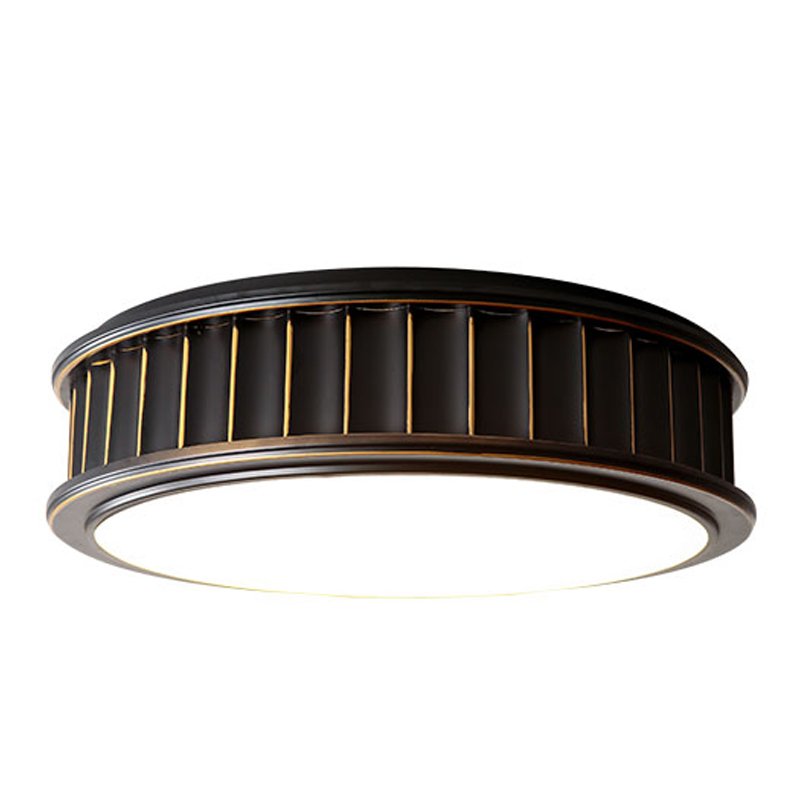 Потолочный светильник Drum Ceiling Lamp Темная бронза Белый Латунь Потолочный светильник Drum Ceiling Lamp Темная бронза Белый Латунь в Липецке | Loft Concept