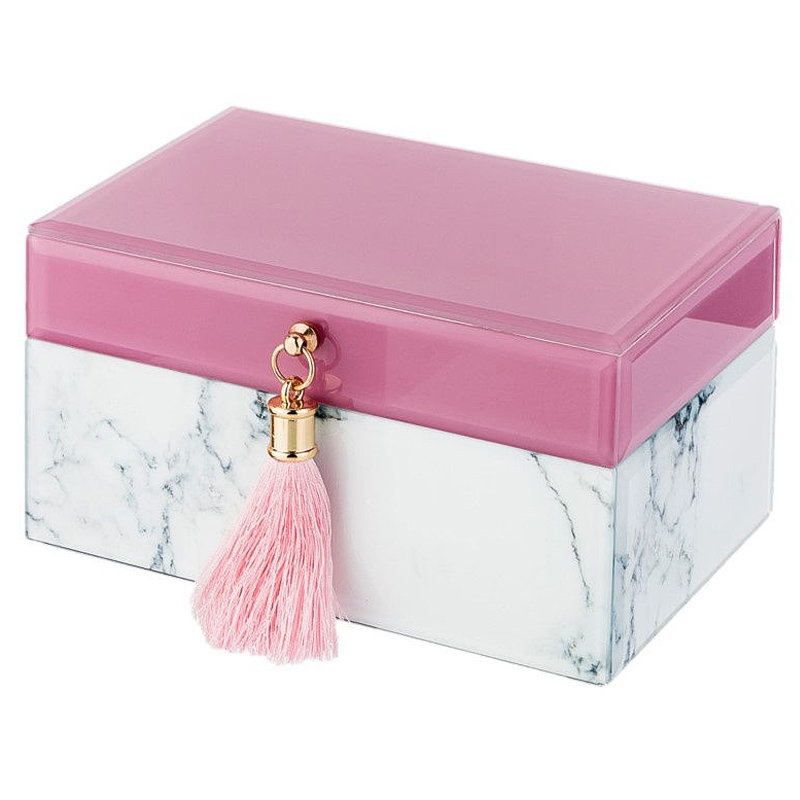 Шкатулка Pink Glass Imitation Marble Box Розовый Белый Шкатулка Pink Glass Imitation Marble Box Розовый Белый в Липецке | Loft Concept