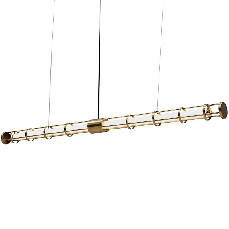 Линейный подвесной светильник Awais Rigs Linear Hanging Lamp Золотой Белый Линейный подвесной светильник Awais Rigs Linear Hanging Lamp Золотой Белый в Липецке | Loft Concept