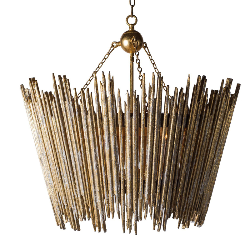 Люстра Ragna Golden Wooden Rods Chandelier Золотой Люстра Ragna Golden Wooden Rods Chandelier Золотой в Липецке | Loft Concept