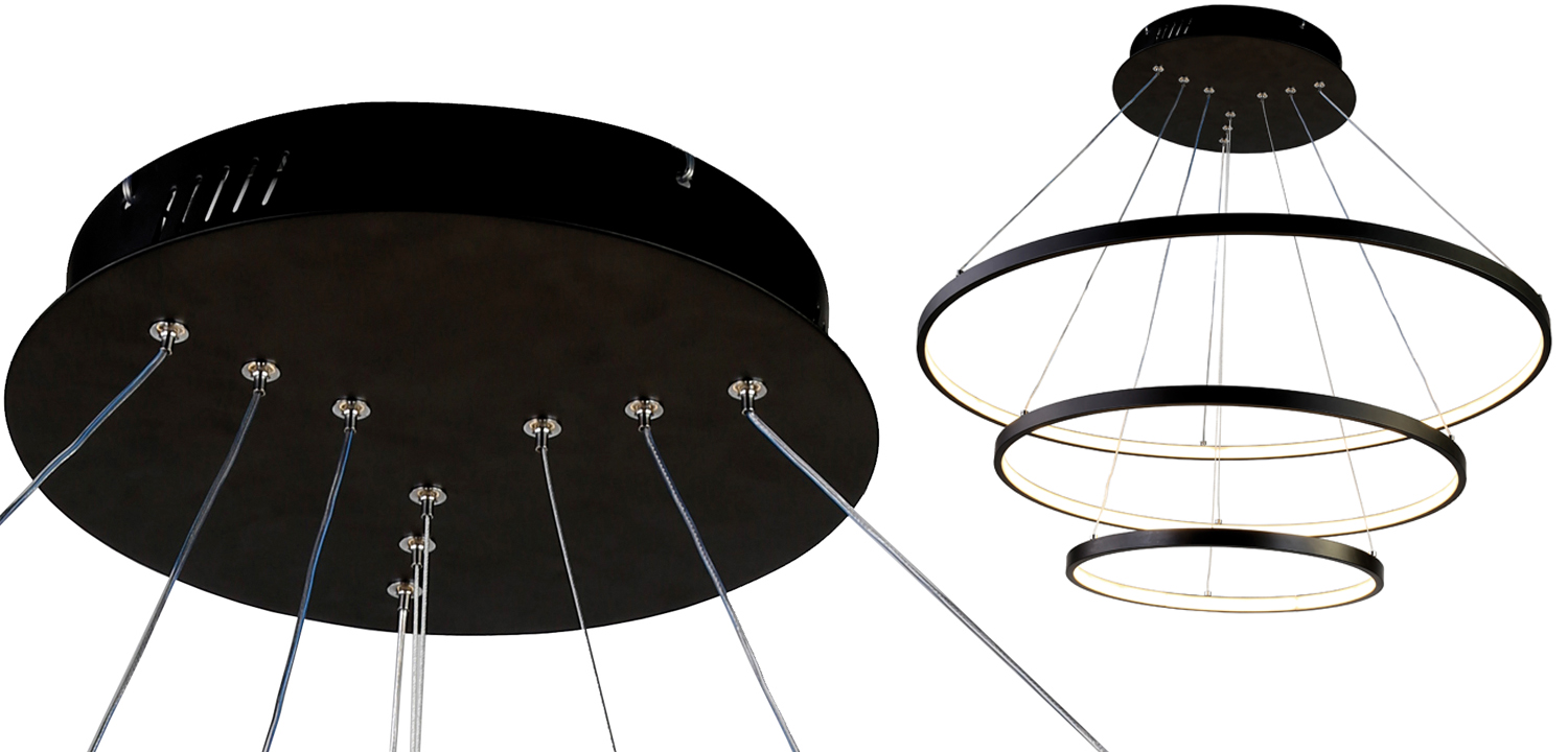 Люстра Ring Horizontal Trio black 80+60+40 - фото
