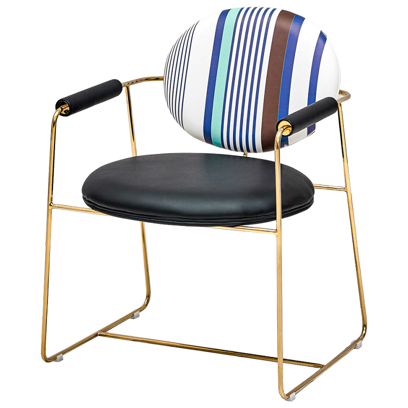 Стул с подлокотниками Clinton Modern Chair Черный Глянцевое золото Белый Синий в Липецке | Loft Concept 