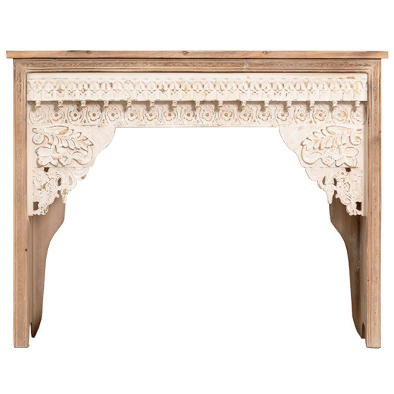 Консоль Indian Antique White Furniture Adnan Console Древесина Бежевый Консоль Indian Antique White Furniture Adnan Console Древесина Бежевый в Липецке | Loft Concept
