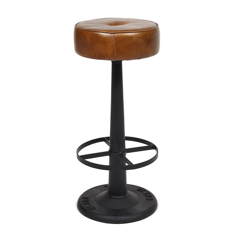 Барный стул Industrial leather bar stool Коричневый Черный Барный стул Industrial leather bar stool Коричневый Черный в Липецке | Loft Concept