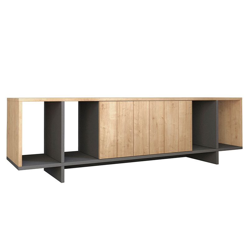 ТВ-тумба с откидной дверцей и 4-мя полками ZITANO TV STAND OAK Светлый дуб Серый ТВ-тумба с откидной дверцей и 4-мя полками ZITANO TV STAND OAK Светлый дуб Серый в Липецке | Loft Concept