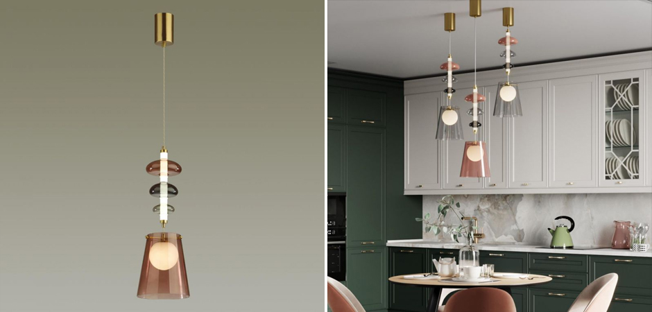 Подвесной светильник Contemporan Pink с цветным стеклом Подвесной светильник Contemporan Pink с цветным стеклом - Loft-Concept в Липецке