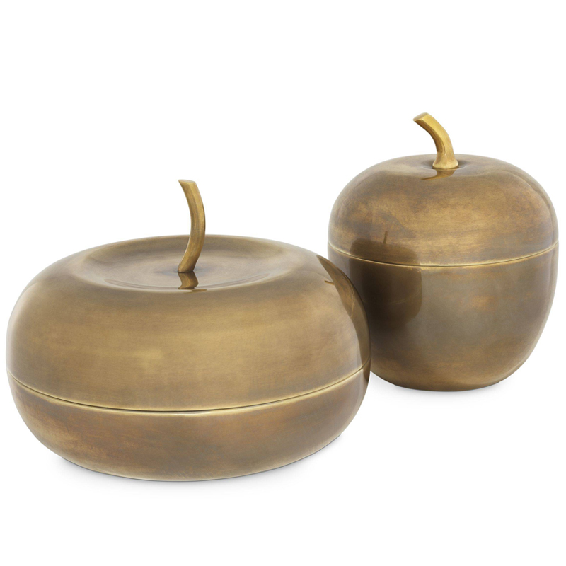 Комплект шкатулок Eichholtz Box Apple Set of 2 brass Винтажная латунь Комплект шкатулок Eichholtz Box Apple Set of 2 brass Винтажная латунь в Липецке | Loft Concept