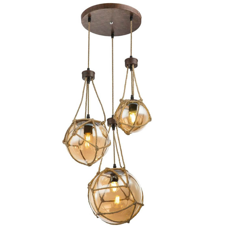 Светильник LOFT ROPE Three Balls Черный Коричневый Светильник LOFT ROPE Three Balls Черный Коричневый в Липецке | Loft Concept