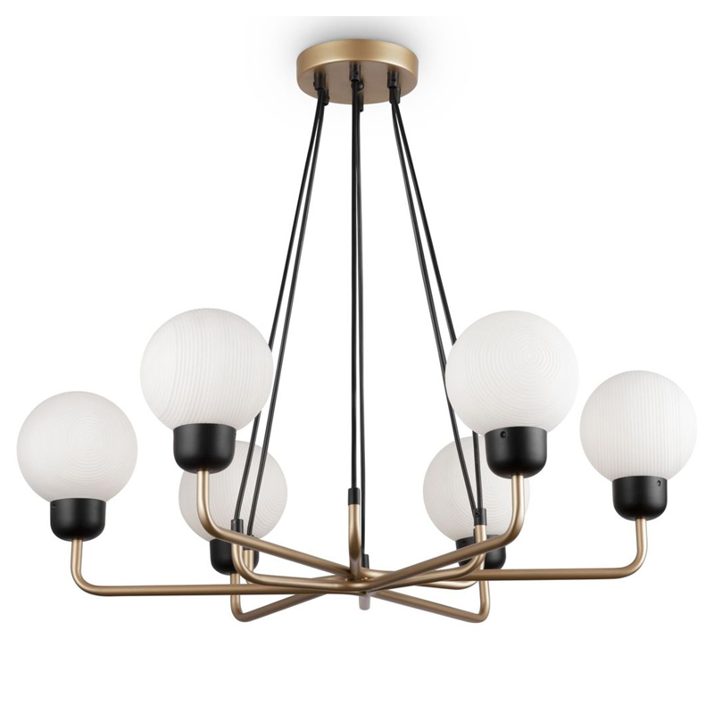 Люстра Andresa Chandelier 6 Balls Золотой Белое матовое стекло Люстра Andresa Chandelier 6 Balls Золотой Белое матовое стекло в Липецке | Loft Concept